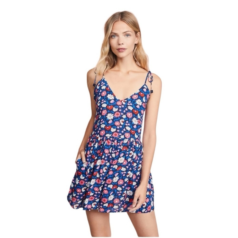 Kate Spade Floral Tie Strap Romper | Size XS | Blue Skort Romper Summer Vacation